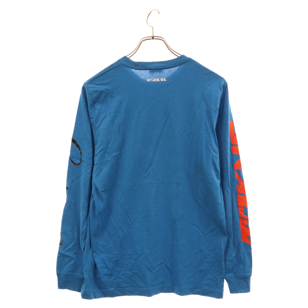 DIESEL(ディーゼル) TEKNO プリント クルーネック 長袖Tシャツ カットソー ブルー T-JUST-LS-WC
