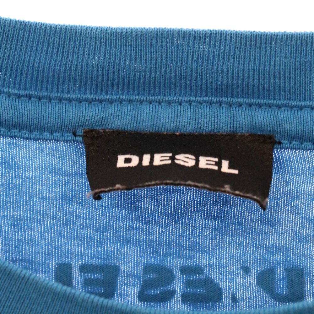 DIESEL(ディーゼル) TEKNO プリント クルーネック 長袖Tシャツ カットソー ブルー T-JUST-LS-WC