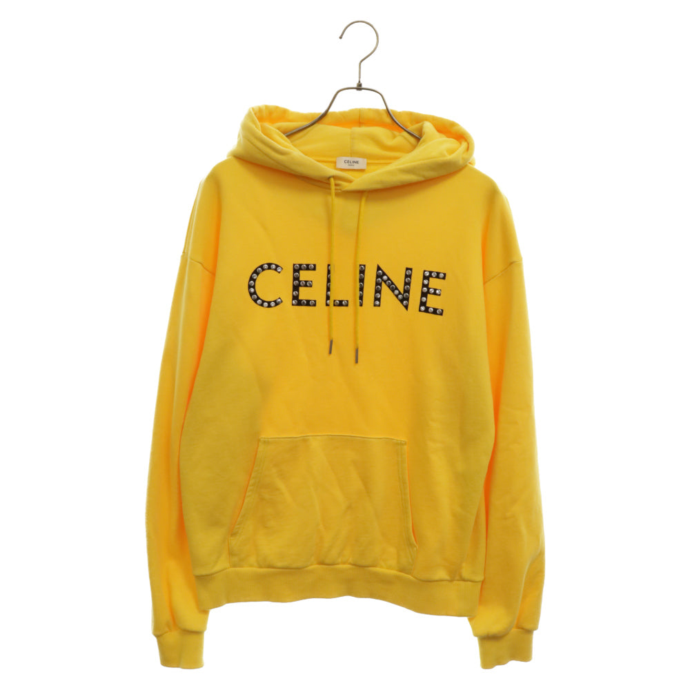 CELINE(セリーヌ) 22SS STUDS LOGO HOODIE スタッズロゴ プルオーバー スウェット パーカー フーディ イエロー 2Y695670Q