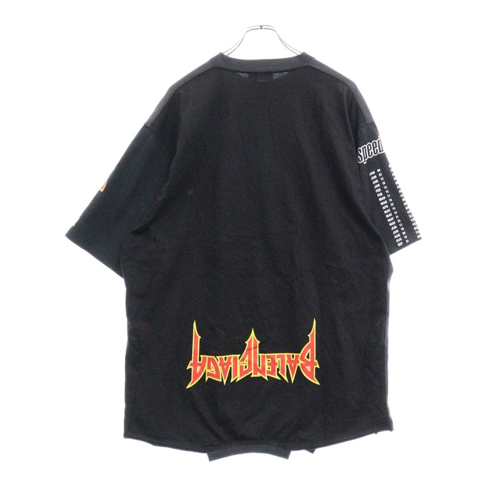 BALENCIAGA(バレンシアガ) 22SS スピード ハンター 再構築ダメージ加工 アップサイドダウン クルーネック 半袖Tシャツ カットソー 698811 TMVC9 ブラック