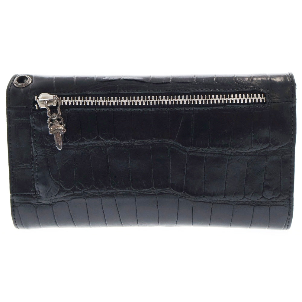 CHROME HEARTS(クロムハーツ) WAVE ALLIGATOR ウェーブ クロスボタン レザー ウォレット ブラック ※国内ギャラ付き