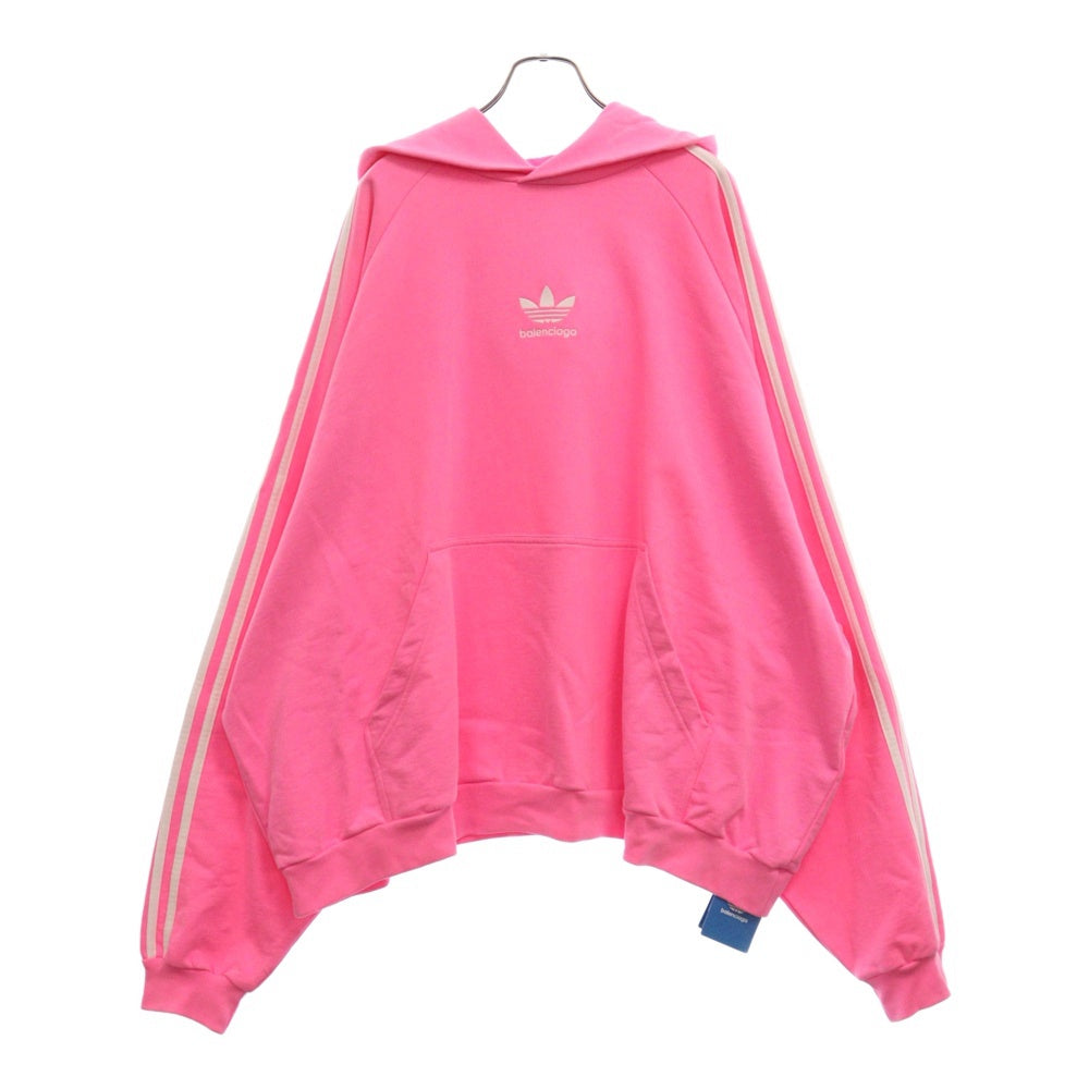 BALENCIAGA(バレンシアガ) 22AW ×adidas Hoodie Large Fit アディダス ラージフィット ロゴプリントプルオーバースウェットパーカー 729322 TNVN2 ピンク