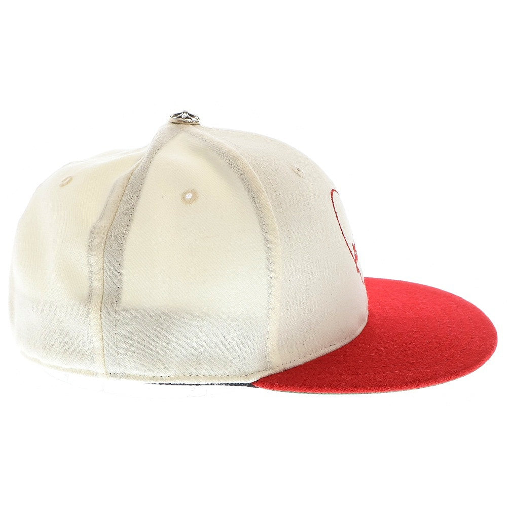 CHROME HEARTS(クロムハーツ) CH HAT ハートロゴ刺繍ベースボールキャップ帽子 ホワイト/レッド 国内ギャラ有