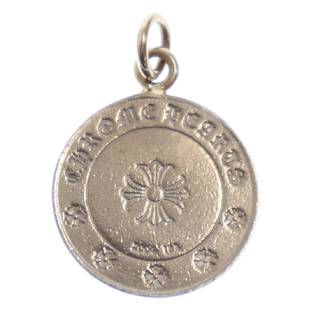 CHROME HEARTS(クロムハーツ) 18K CHRM ANGL MDL P/D/エンジェルメダルチャーム PAVEダイヤ/ホワイトゴールドネックレストップ