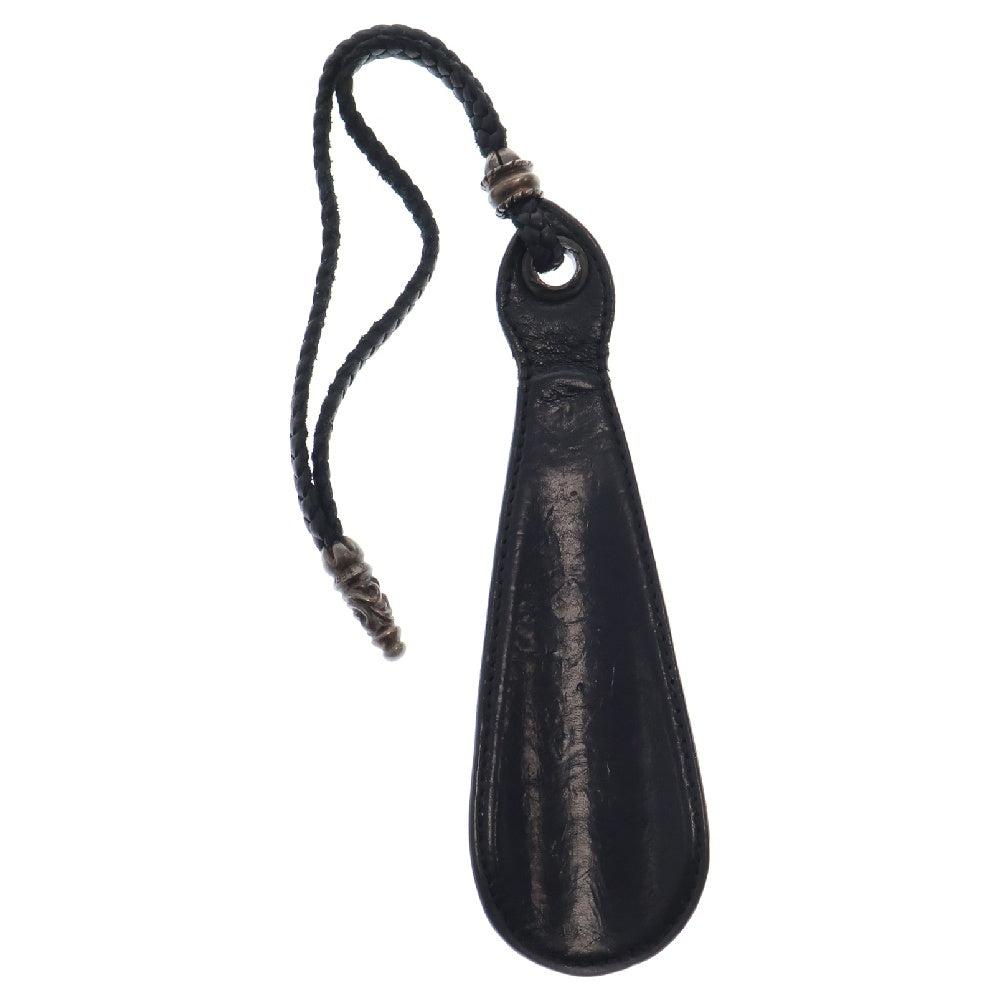 CHROME HEARTS(クロムハーツ) SHOE HORN SHORT2 LTHR シューホーン-ショート♯2 ラージブレイデッドストラップ 靴ベラ ブラック
