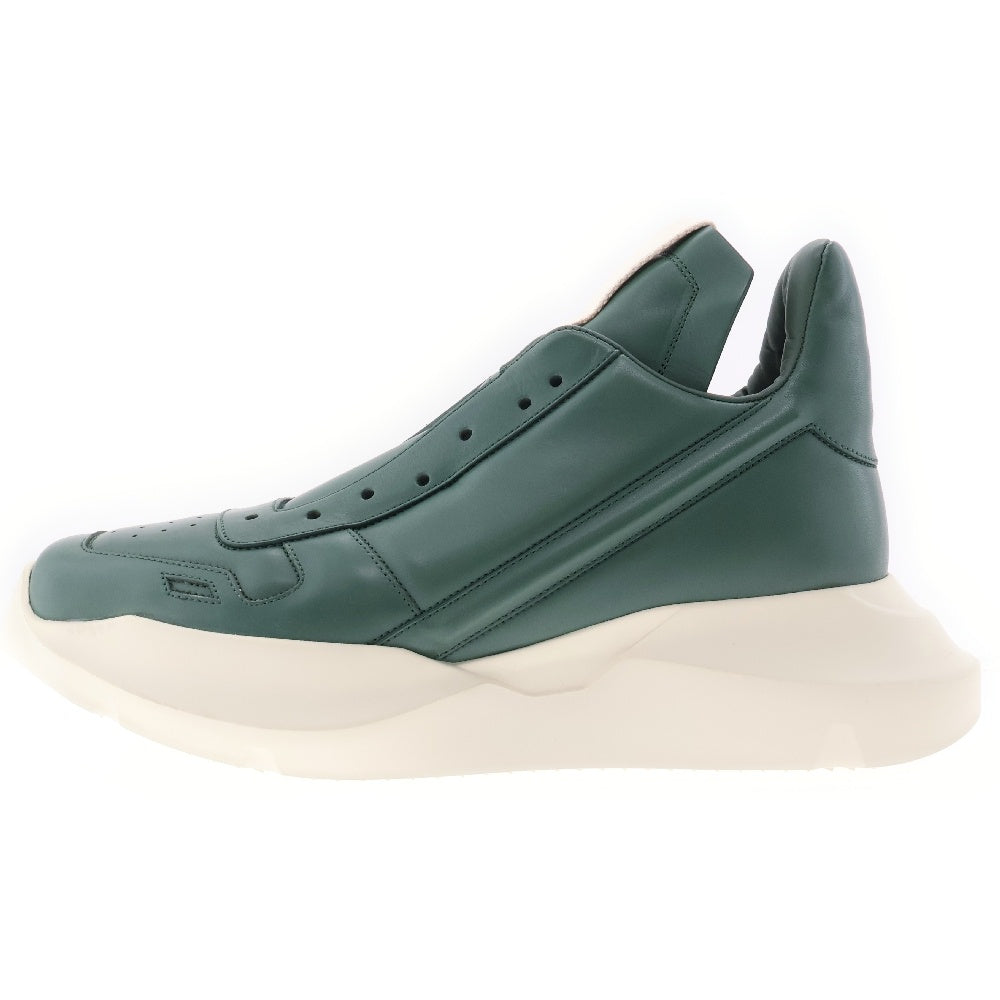 Rick Owens(リックオウエンス) GETH RUNNER ゲスランナー レザーハイカットスニーカー グリーン