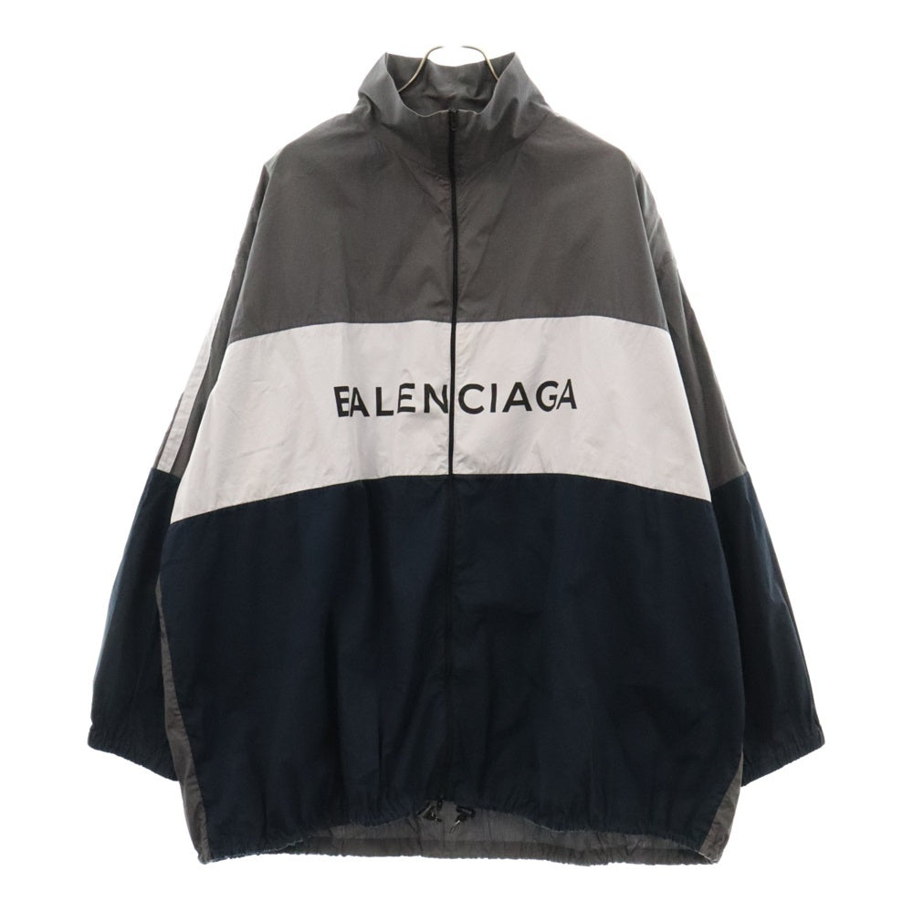 BALENCIAGA(バレンシアガ) 18SS TRACKSUIT POPLIN SHIRT JACKET ポプリンシャツトラックジャケット グレー/ネイビー/ホワイト 508901 TWB13
