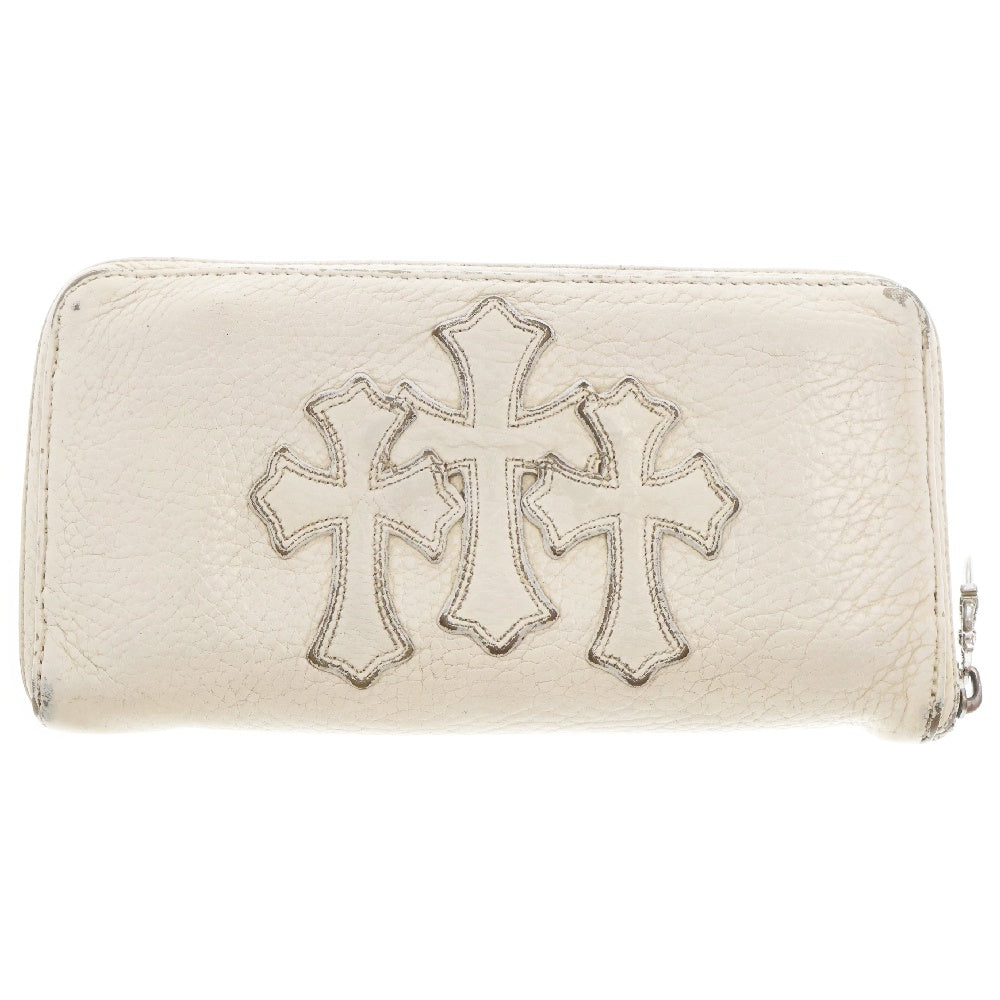 CHROME HEARTS(クロムハーツ) REC F ZIP 3クロス ラウンドジップレザーウォレット 財布 ホワイト