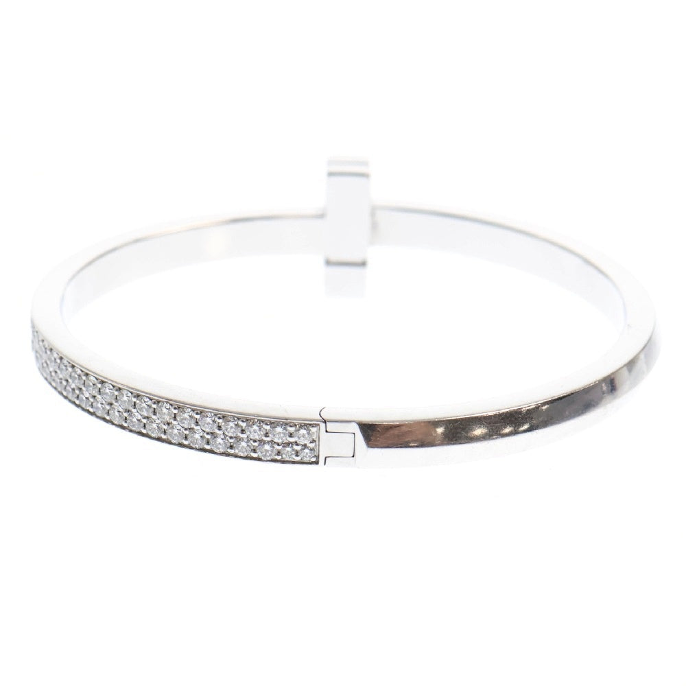 TIFFANY & Co.(ティファニー) 18KWG T ワン ワイド ダイヤモンド ヒンジ バングル ホワイトゴールド