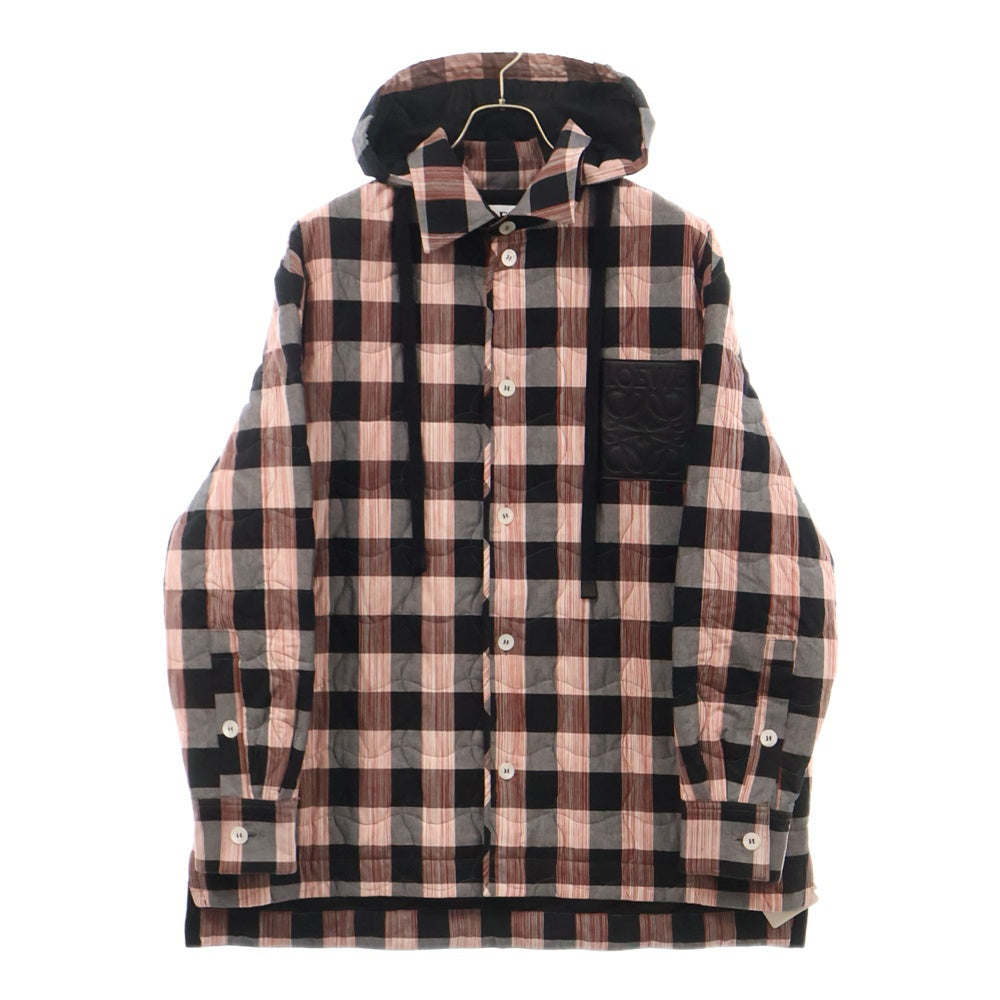 LOEWE(ロエベ) 22AW キルトチェックフーディー シャツジャケット H526Y05W60 ピンク/ブラック