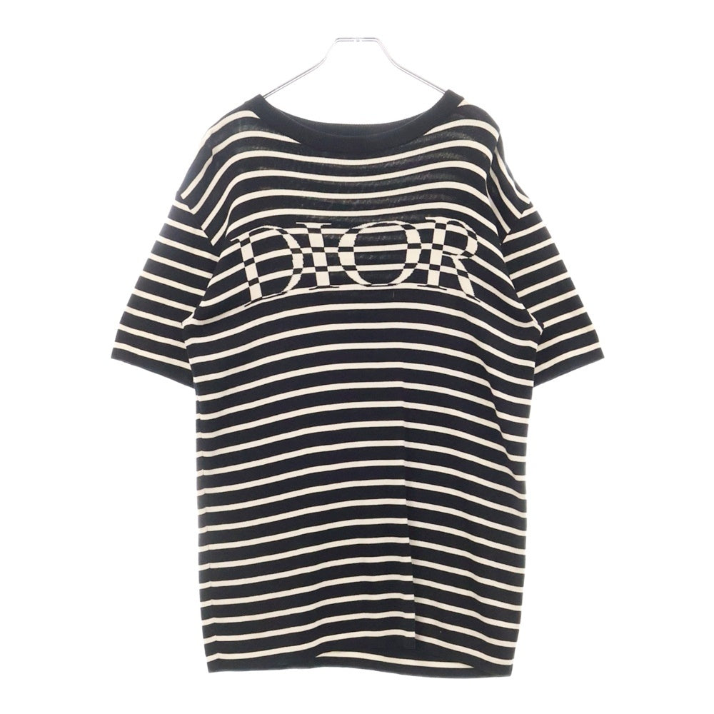 DIOR(ディオール) Logo S/S Knit 183M647AT234 ロゴ 半袖ニット ブラック/ホワイト