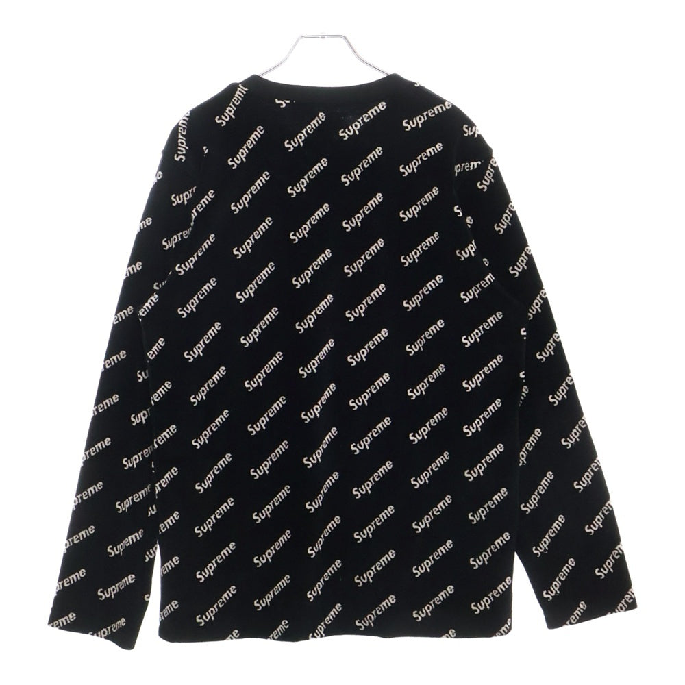 SUPREME(シュプリーム) 17AW Velour Diagonal Logo L/S Top ベロアダイアゴナルロゴ ロングスリーブTシャツ ブラック