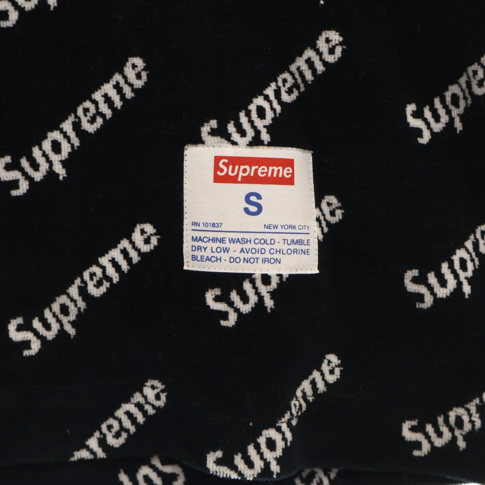 SUPREME(シュプリーム) 17AW Velour Diagonal Logo L/S Top ベロアダイアゴナルロゴ ロングスリーブTシャツ ブラック