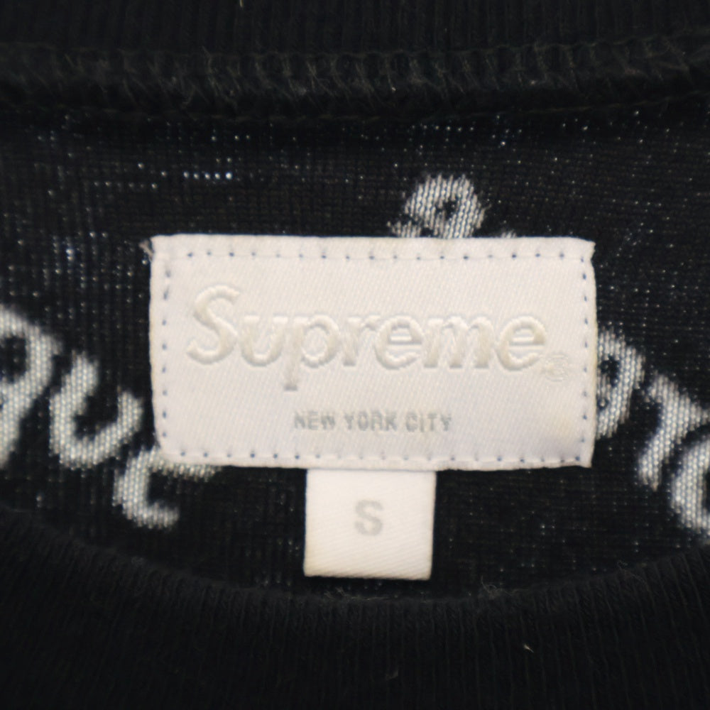 SUPREME(シュプリーム) 17AW Velour Diagonal Logo L/S Top ベロアダイアゴナルロゴ ロングスリーブTシャツ ブラック