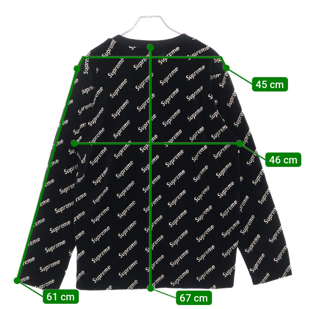 SUPREME(シュプリーム) 17AW Velour Diagonal Logo L/S Top ベロアダイアゴナルロゴ ロングスリーブTシャツ ブラック
