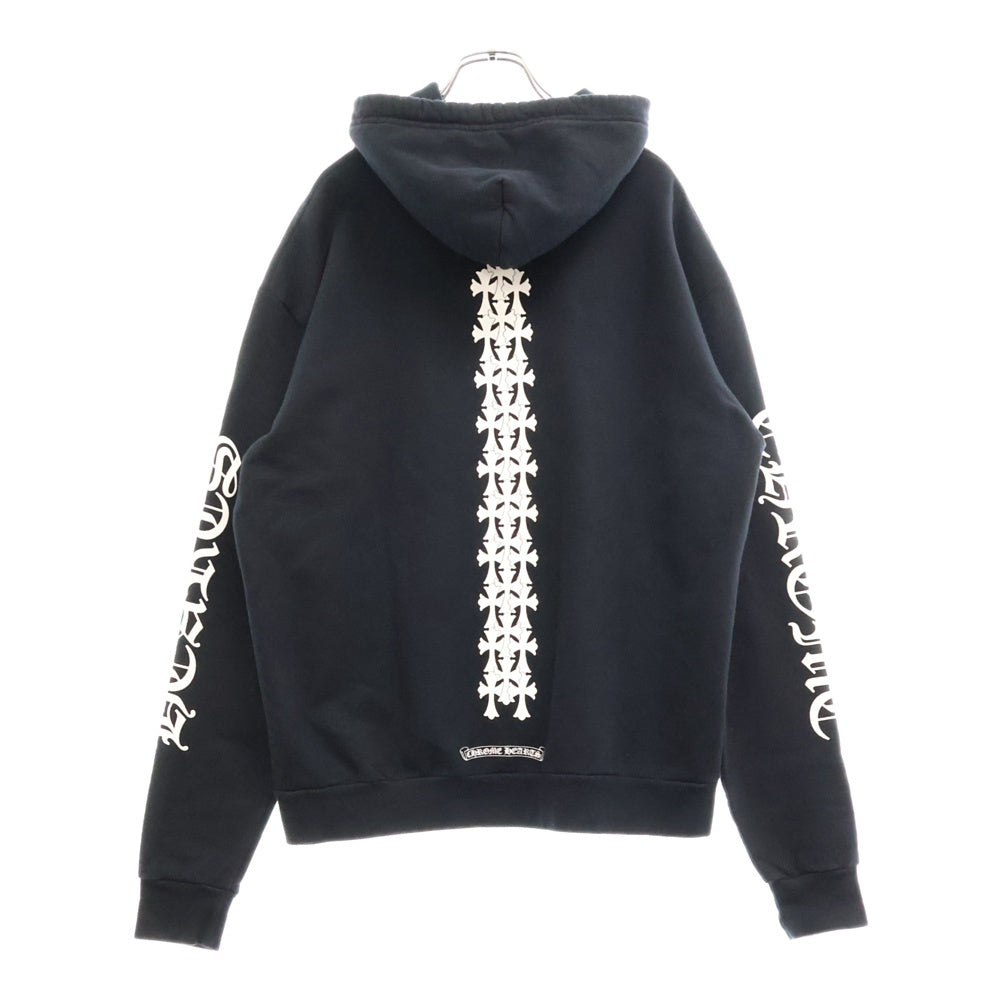 CHROME HEARTS(クロムハーツ) Tire Track Hoodie タイヤトラックバックプリント セメタリー プルオーバーパーカー ブラック