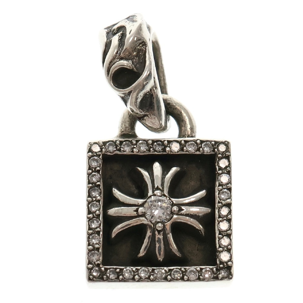 CHROME HEARTS(クロムハーツ) FRAMED CH PLUS P D フレームドCHプラス アフター PAVEダイヤ チャーム シルバーネックレストップ