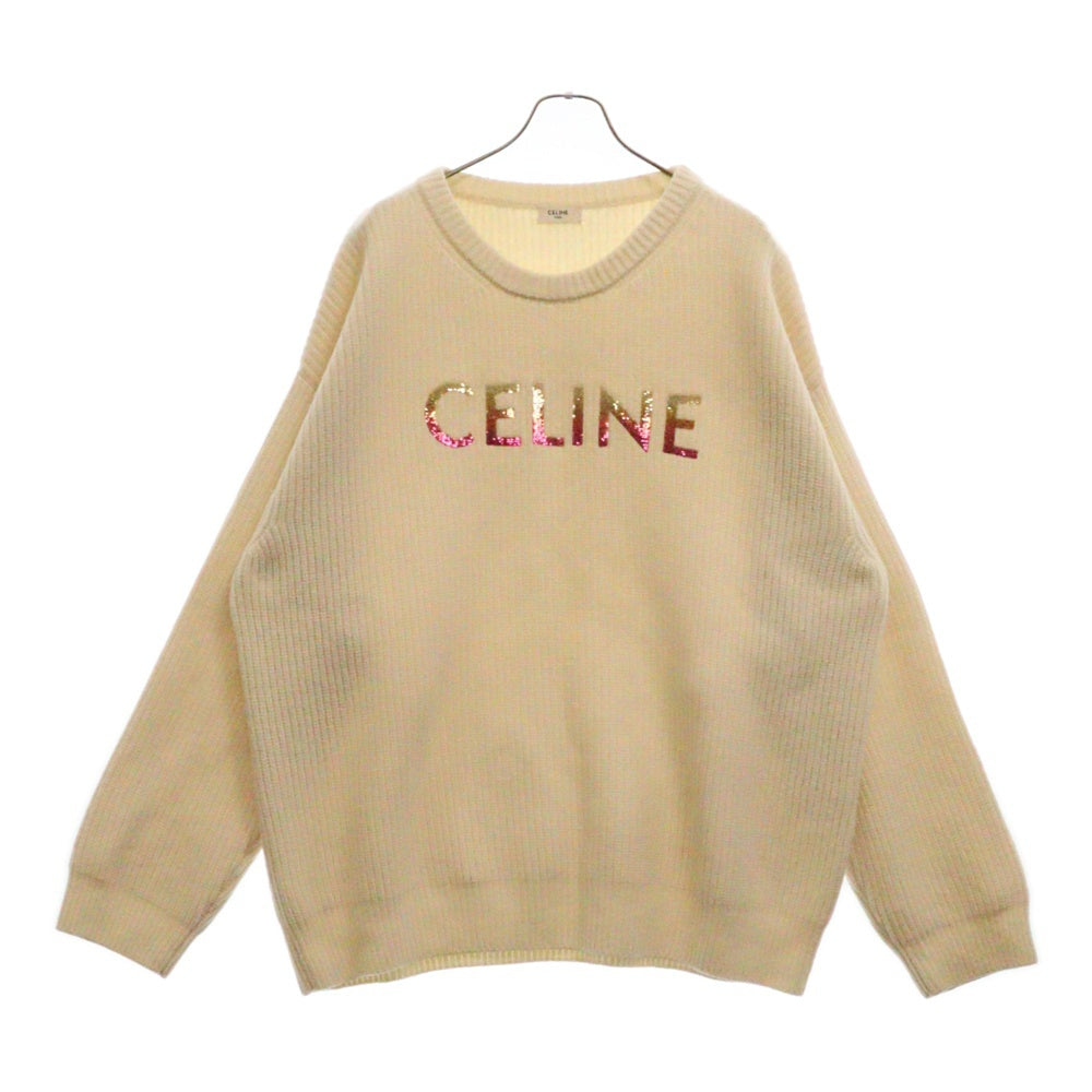 CELINE(セリーヌ) 22SS ロゴスパンコール クルーネックニットセーター 2A09X66Q ホワイト