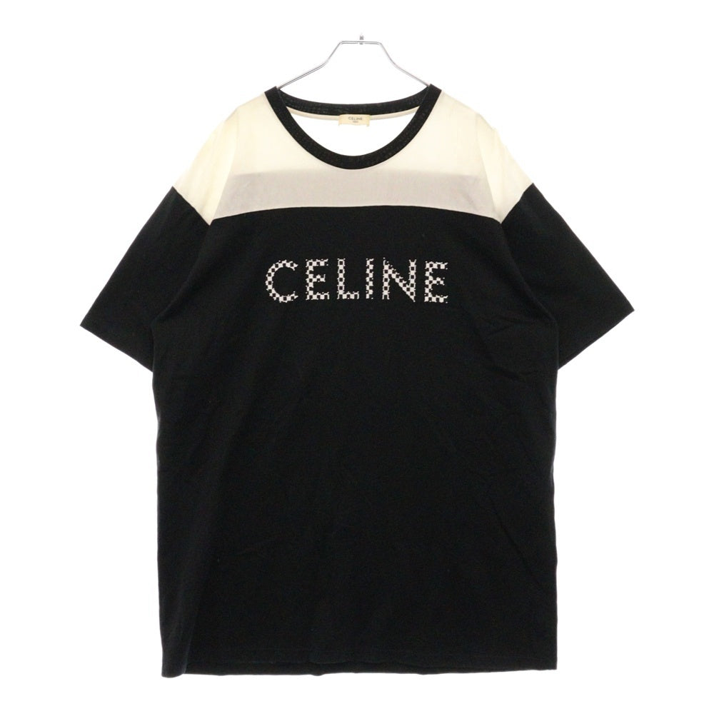 CELINE(セリーヌ) 21SS Front Logo Print Tee 2X839500O フロントロゴ プリント 半袖Tシャツ カットソー スタッズ付き ブラック/ホワイト