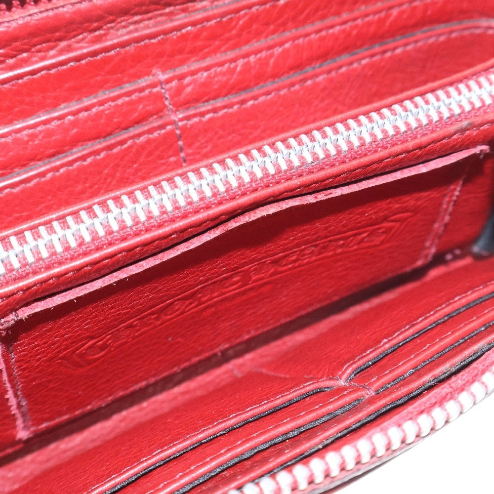 CHROME HEARTS(クロムハーツ) REC F ZIP 3セメタリー クロスパッチ ラウンドファスナーウォレット 長財布 レッド