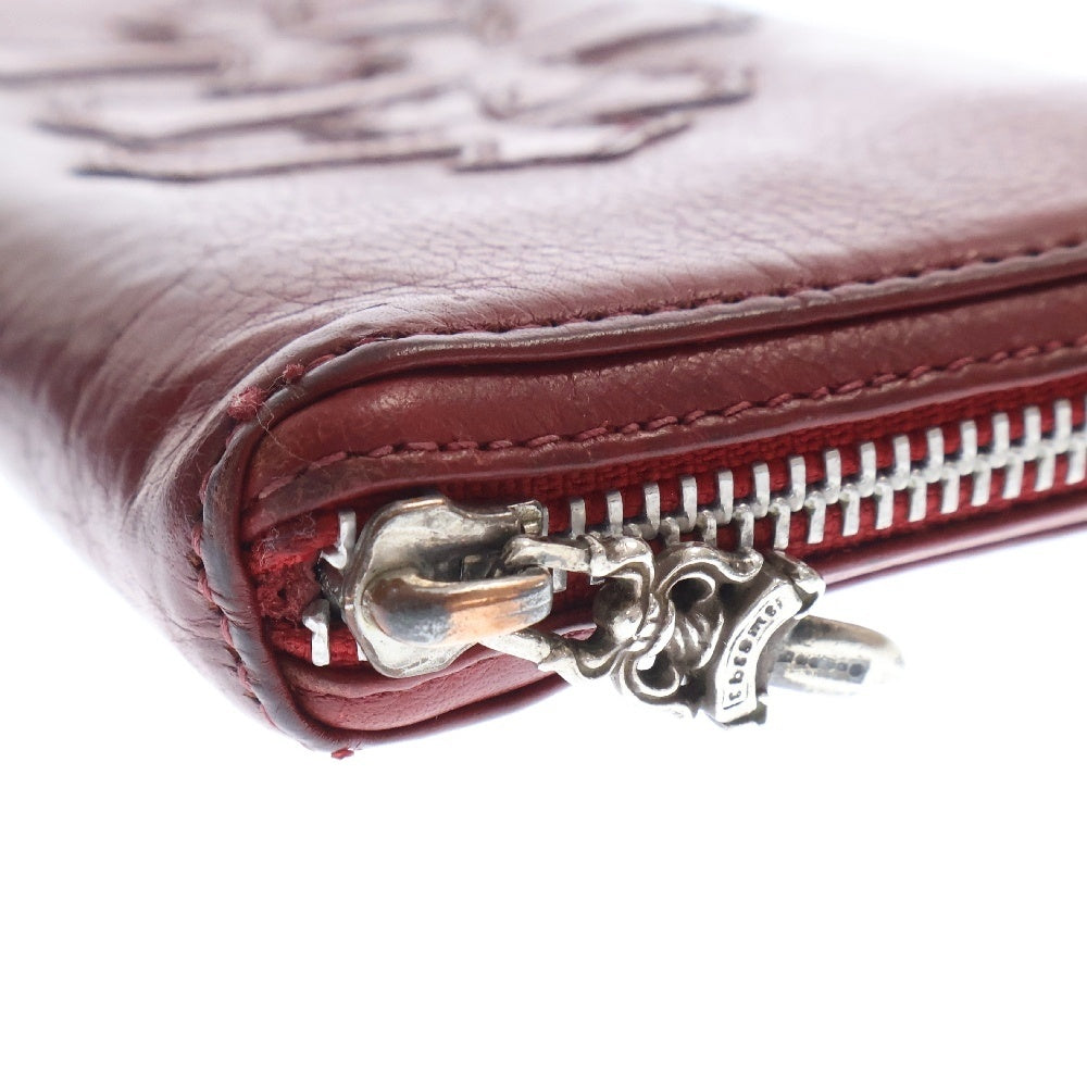 CHROME HEARTS(クロムハーツ) REC F ZIP 3セメタリー クロスパッチ ラウンドファスナーウォレット 長財布 レッド