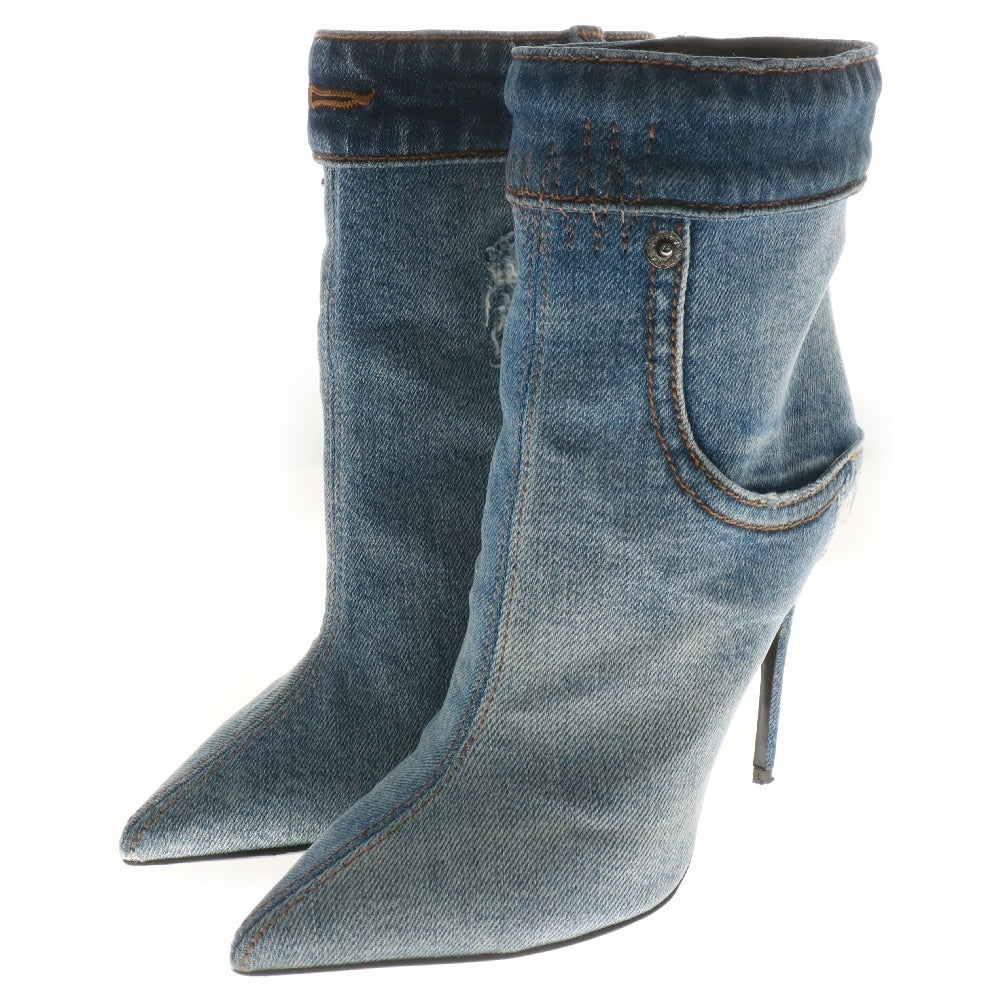 DOLCE & GABBANA(ドルチェアンドガッバーナ) Denim Ankle Boots CT0873 デニム アンクル ブーツ レディース シューズ インディゴ