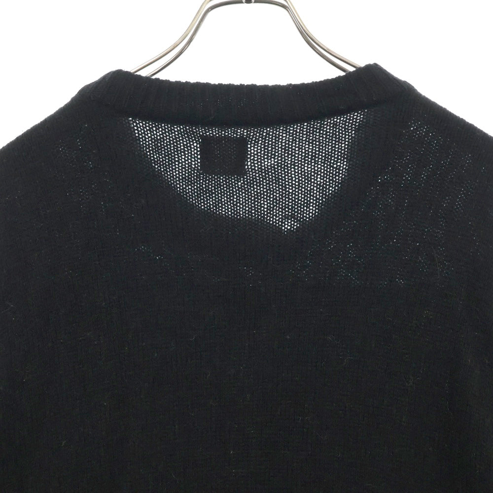 SAINT MICHAEL(セントマイケル) 22AW CLF MEN KNIT フロントデザイン ニットセーター ダメージ加工 デストロイ加工 ブラック SM-A22-0000-033