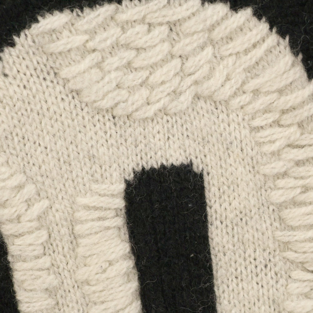 SAINT MICHAEL(セントマイケル) 22AW CLF MEN KNIT フロントデザイン ニットセーター ダメージ加工 デストロイ加工 ブラック SM-A22-0000-033