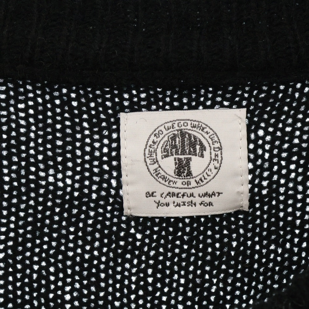 SAINT MICHAEL(セントマイケル) 22AW CLF MEN KNIT フロントデザイン ニットセーター ダメージ加工 デストロイ加工 ブラック SM-A22-0000-033