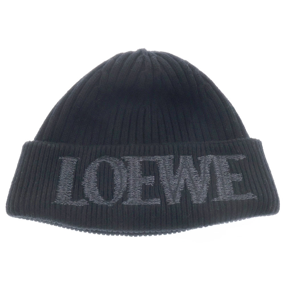 LOEWE(ロエベ) Wool Logo Beanie F540257X23 ウール ロゴビーニー ニット帽 ブラック