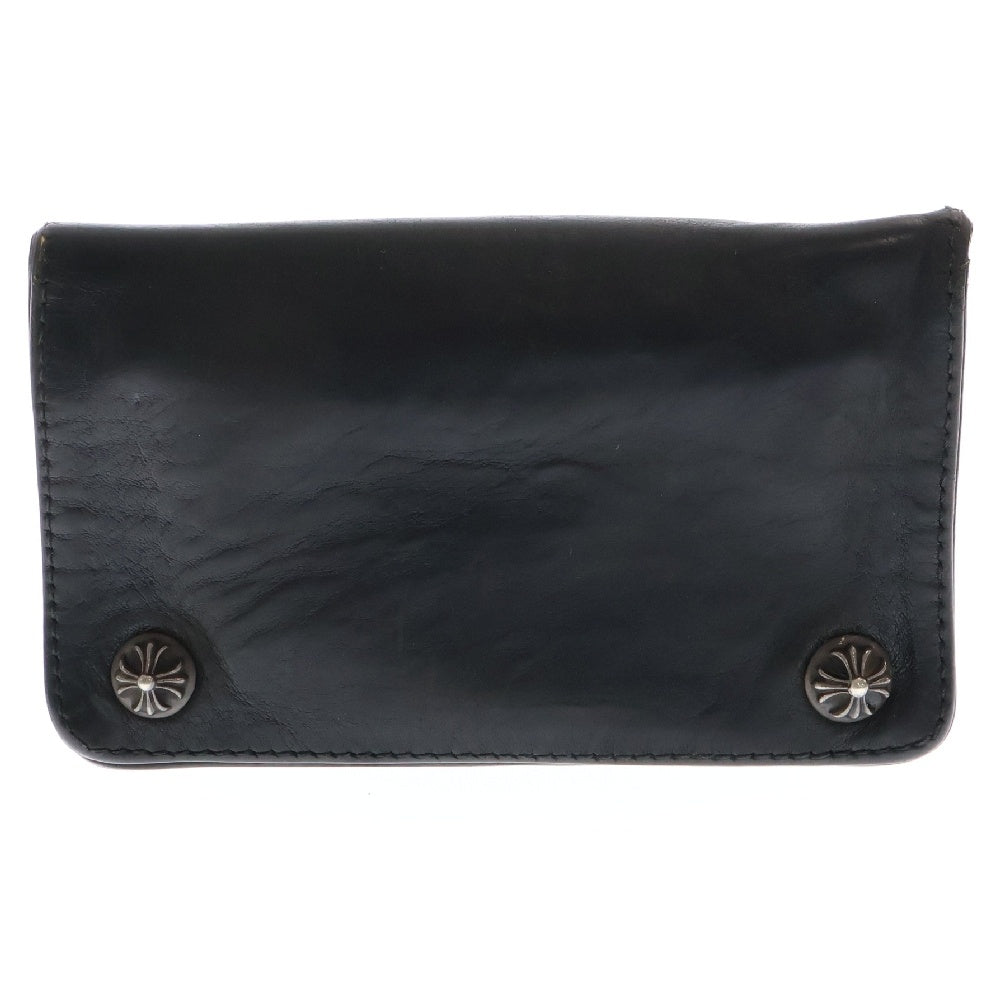 CHROME HEARTS(クロムハーツ) 1ZIP 1ジップ クロスボールボタン レザーウォレット 財布 ブラック BCA362