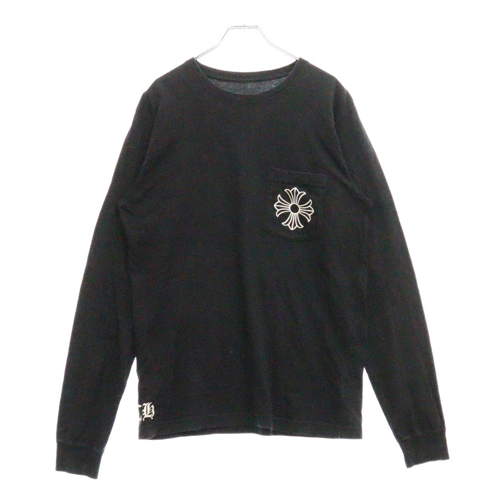 CHROME HEARTS(クロムハーツ) CH PLS L/S TEE CHプラス バックロゴプリント ロングスリーブ 長袖 ポケットTシャツ カットソー ブラック