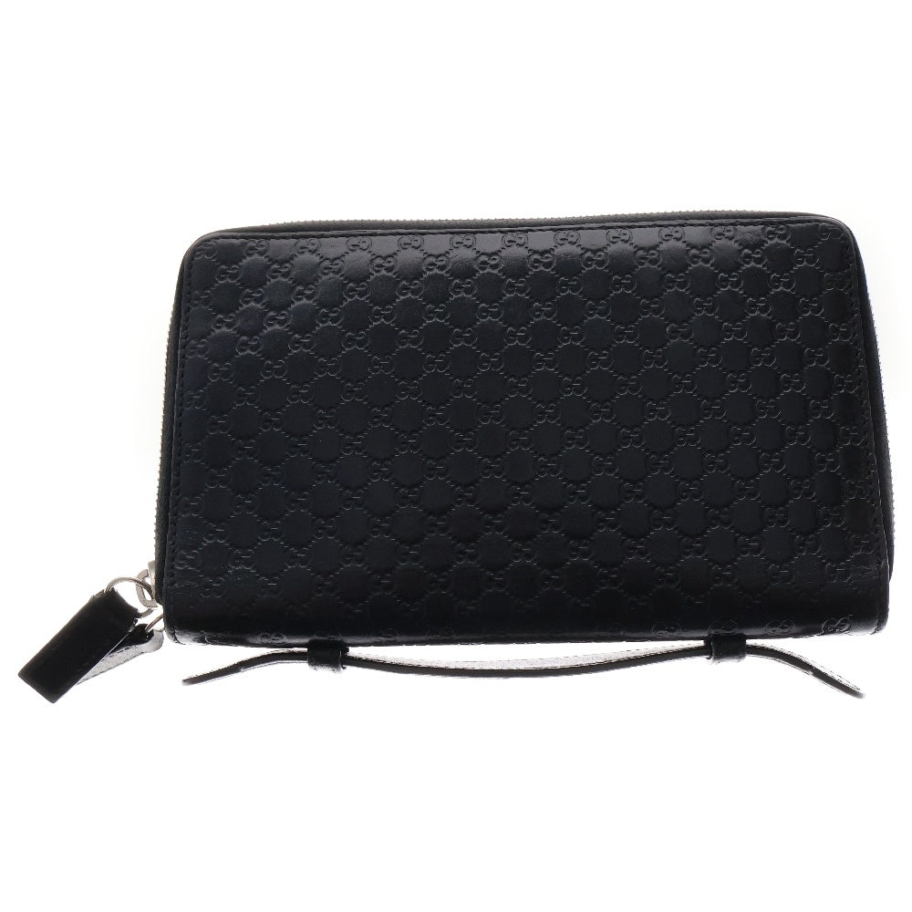 GUCCI(グッチ) マイクログッチシマ トラベル ドキュメントケース ラウンドジップ長財布 449246 ブラック