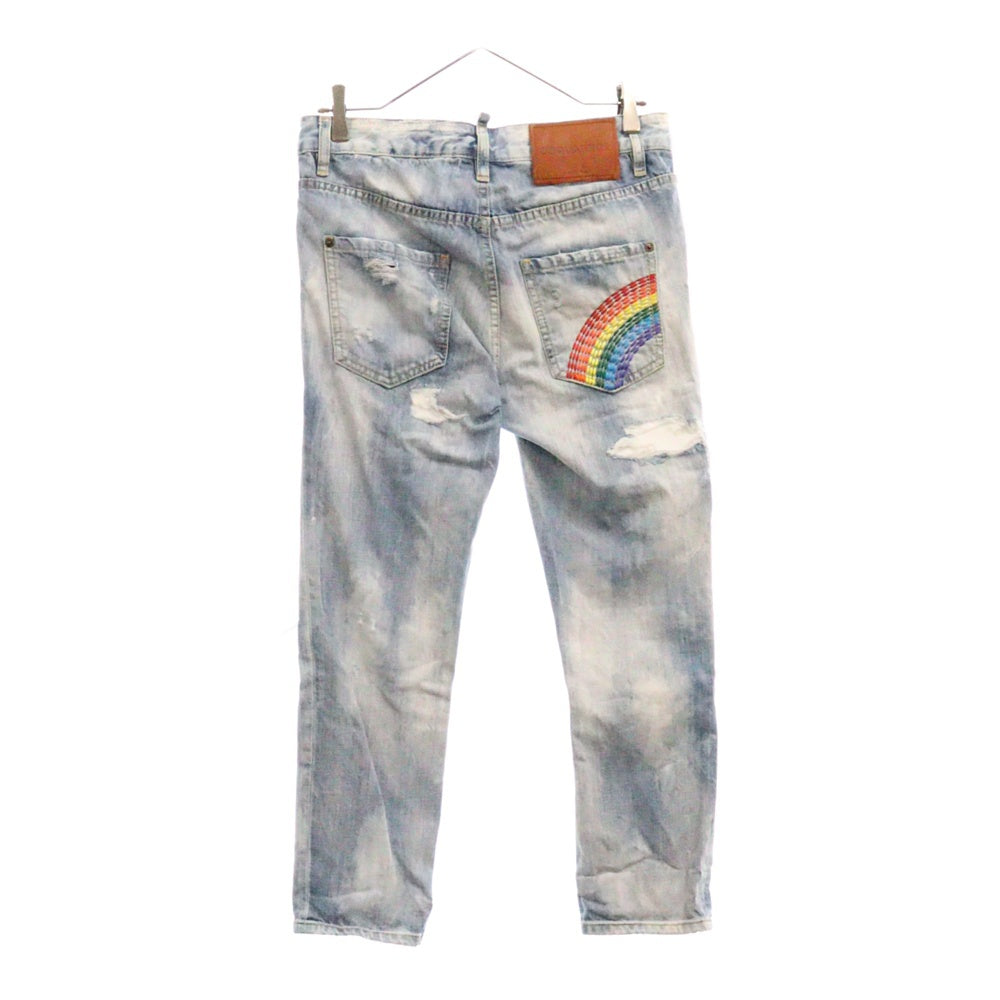 DSQUARED2(ディースクエアード) Cool Girl Cropped Jean レインボー刺繍 スキニー デニムパンツ レディース インディゴ S72LB0264