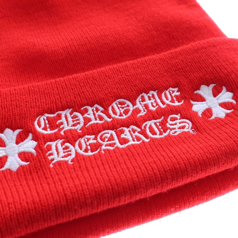 CHROME HEARTS(クロムハーツ) WOOL WATCH CAP ウールワッチキャップ ロゴ刺繍 アクリルビーニー ニットキャップ 帽子 レッド