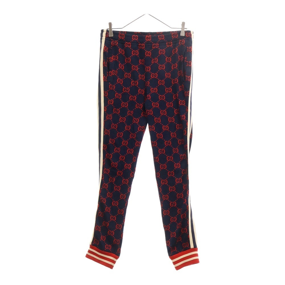 GUCCI(グッチ) 18SS GG Jacquard Jogging Pants 496920 X9L13 GGジャガード ジョギングパンツ 総柄トラックパンツ ネイビー/レッド