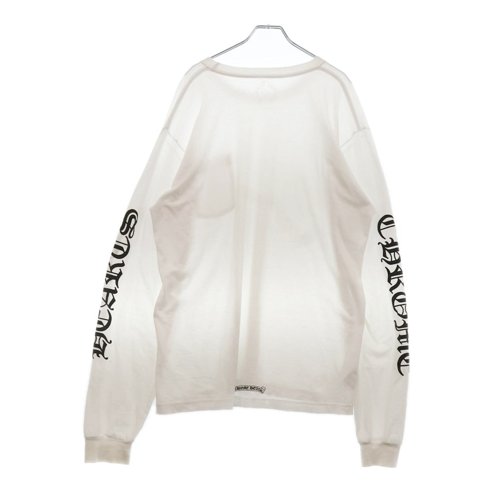 CHROME HEARTS(クロムハーツ) Neck Logo L/S Tee ネックロゴ プリント長袖Tシャツ ホワイト