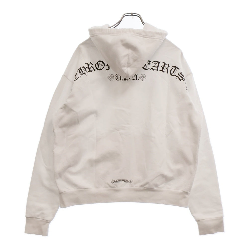 CHROME HEARTS(クロムハーツ) SWTSHRT HD ZIP バックアーチロゴプリントジップアップパーカ スウェット ホワイト