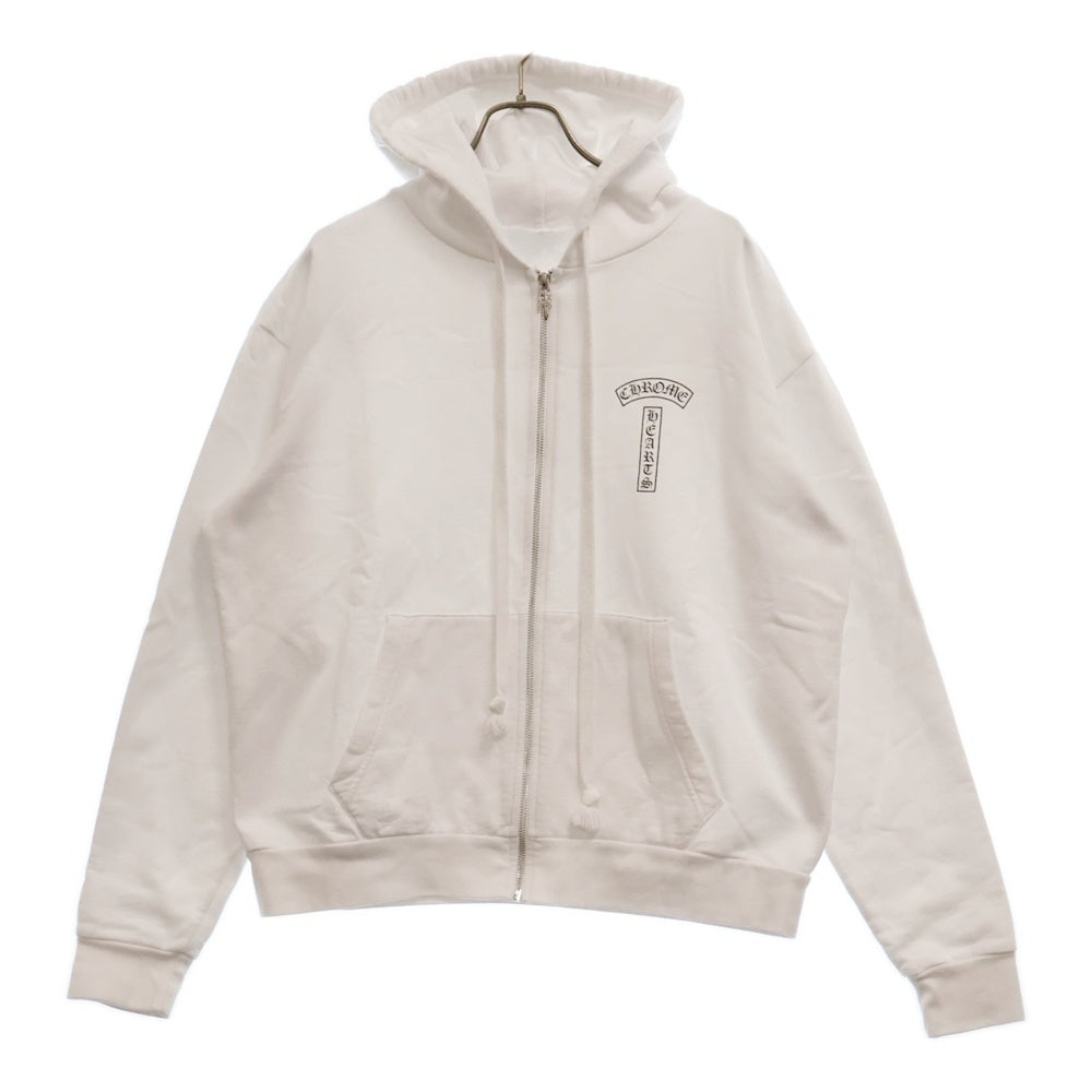 CHROME HEARTS(クロムハーツ) SWTSHRT HD ZIP バックアーチロゴプリントジップアップパーカ スウェット ホワイト