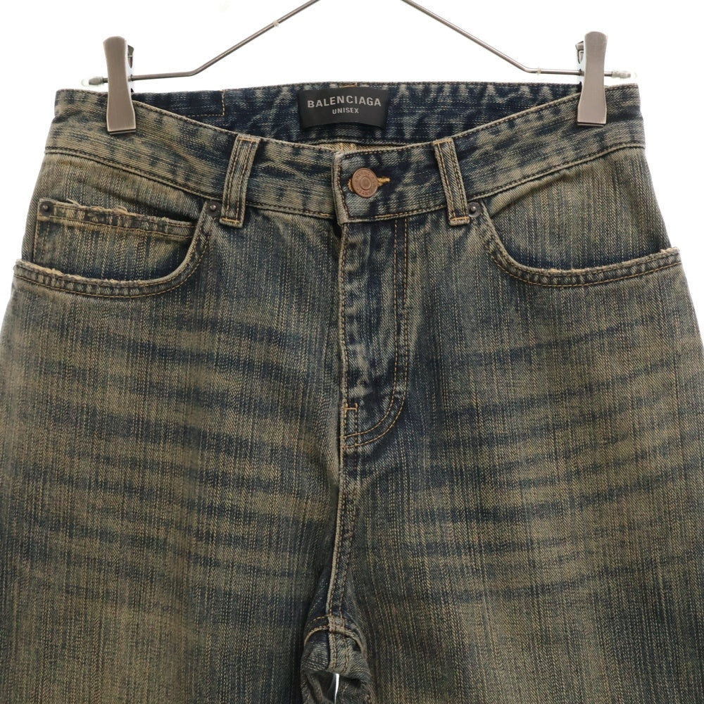 BALENCIAGA(バレンシアガ) 23AW ウォッシュド加工ブーツカットデニムパンツ インディゴ 751089 TNW65