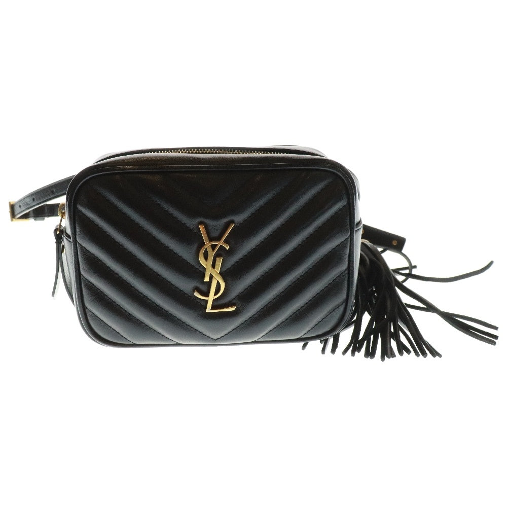YVES SAINT LAURENT(イヴサンローラン) ルー ショルダーバッグ 斜め掛けバッグ ロゴ ブラック レザー ゴールド 金具 612579