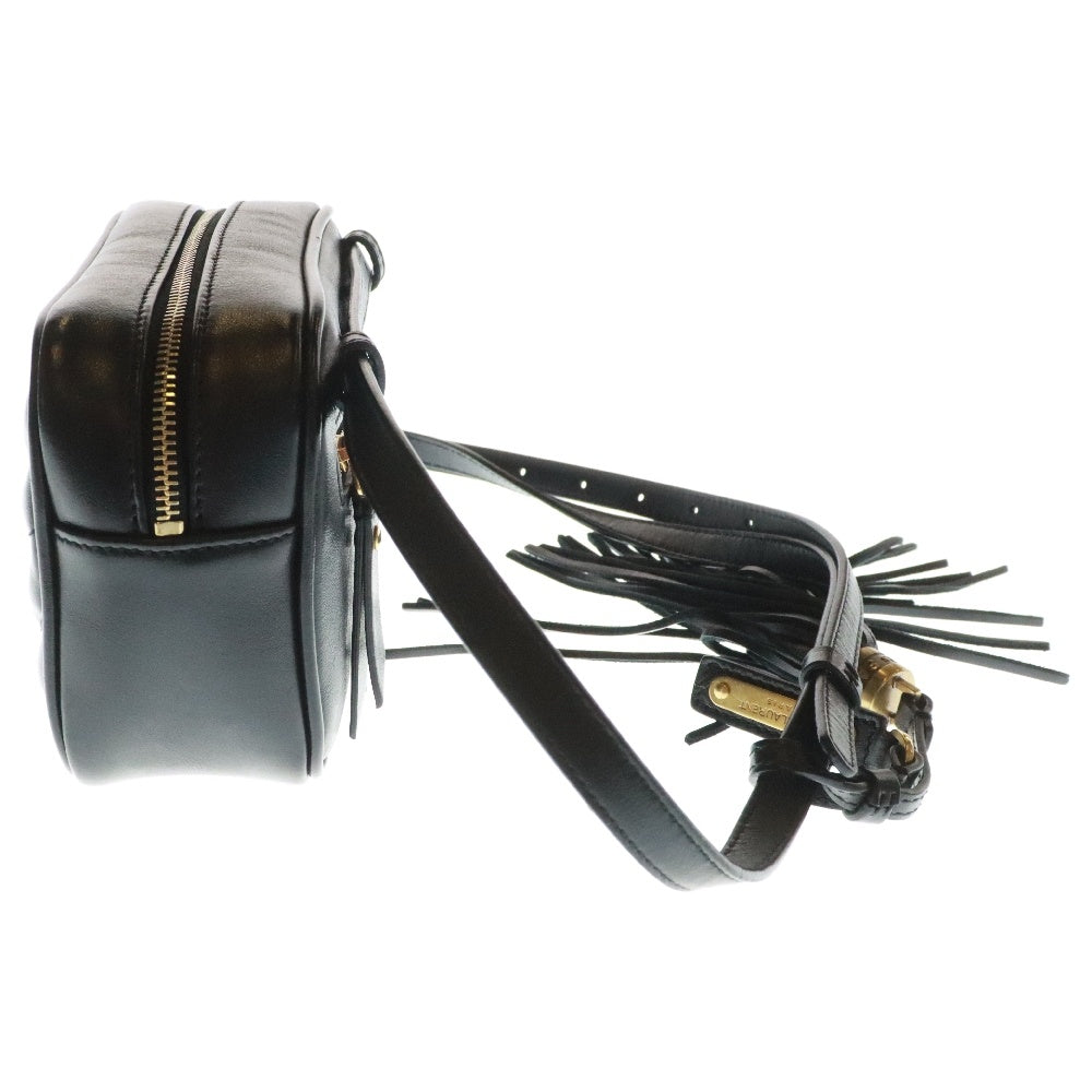 YVES SAINT LAURENT(イヴサンローラン) ルー ショルダーバッグ 斜め掛けバッグ ロゴ ブラック レザー ゴールド 金具 612579