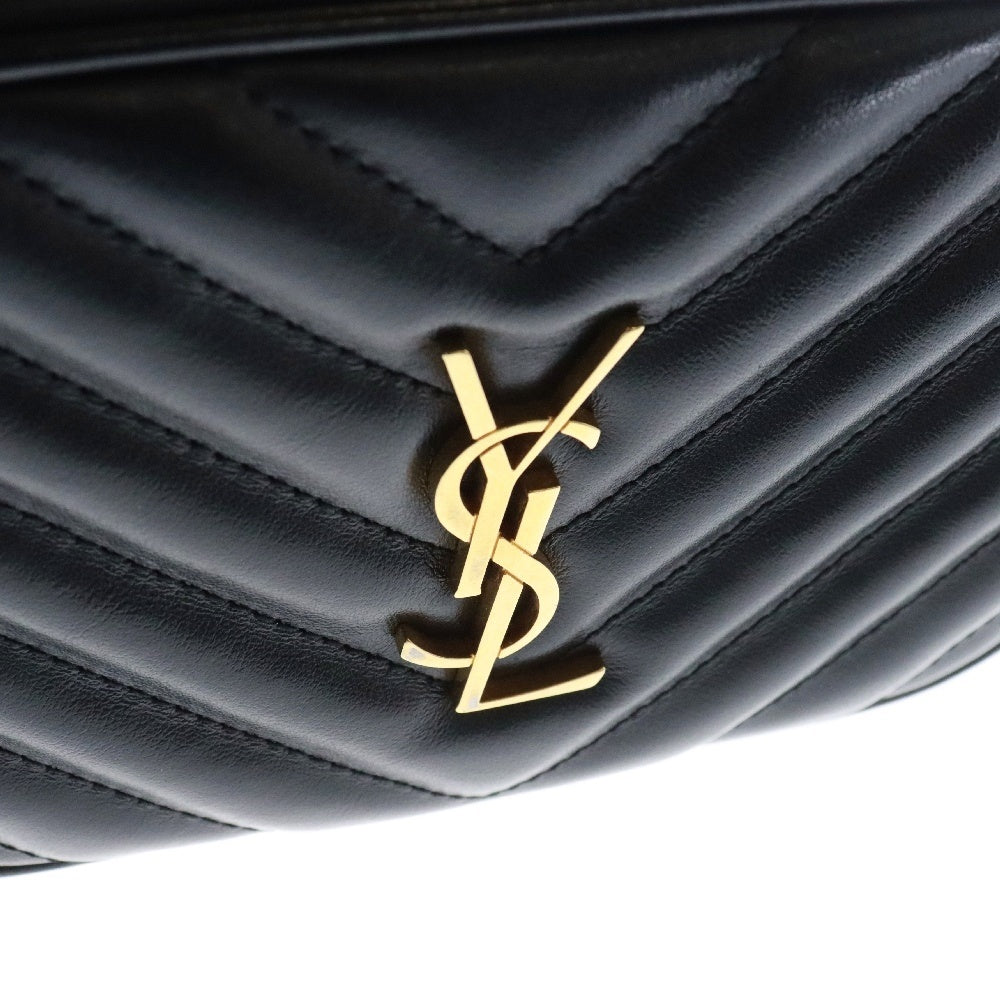 YVES SAINT LAURENT(イヴサンローラン) ルー ショルダーバッグ 斜め掛けバッグ ロゴ ブラック レザー ゴールド 金具 612579