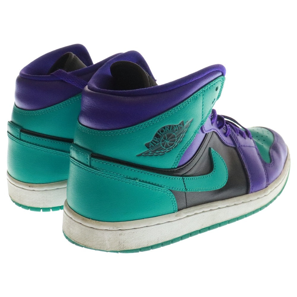 NIKE(ナイキ) WMNS AIR JORDAN 1 MID BLACK GRAPE BQ6472-502 エアジョーダン1 ブラック グレープ ミッド カット スニーカー グリーン/パープル US10/27cm