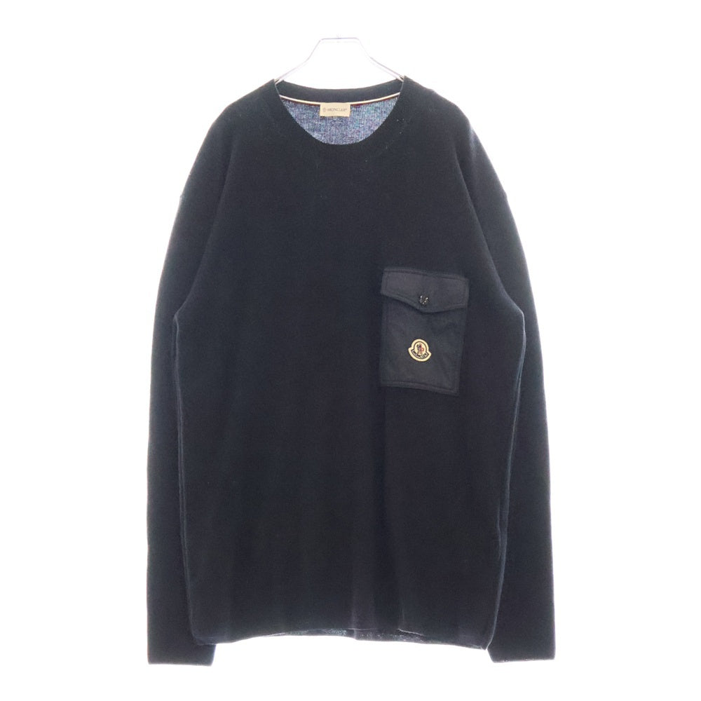MONCLER(モンクレール) GIROCOLLO TRICOT ポケット付きコットン ニット セーター ネイビー H10919C00001