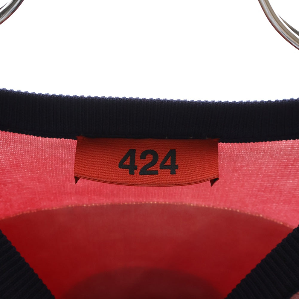 424(フォートゥーフォー) SOCCER CREWNECK ヴィンテージ加工 サッカーシャツ クルーネック長袖シャツ ピンク