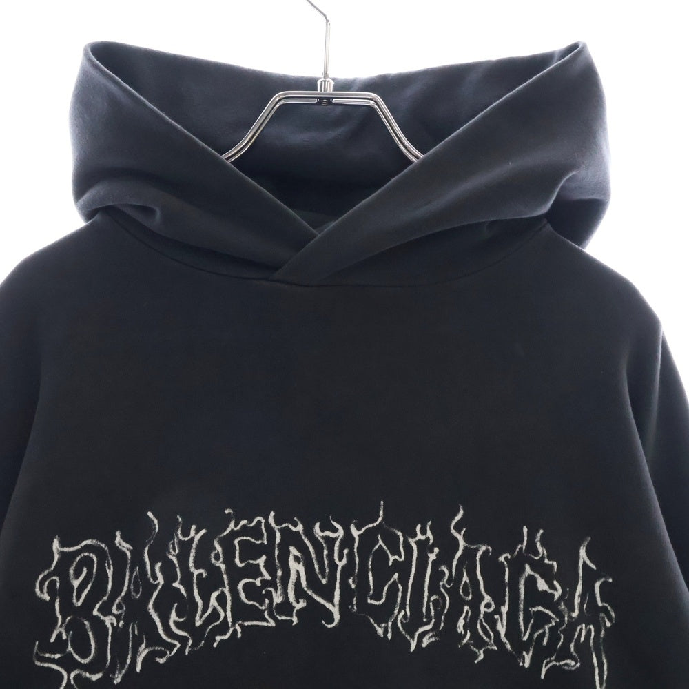 BALENCIAGA(バレンシアガ) 24SS DIY METAL OUTLINE HOODIE 739024 TPV04 メタルロゴ プリント プルオーバーパーカー フーディー ブラック