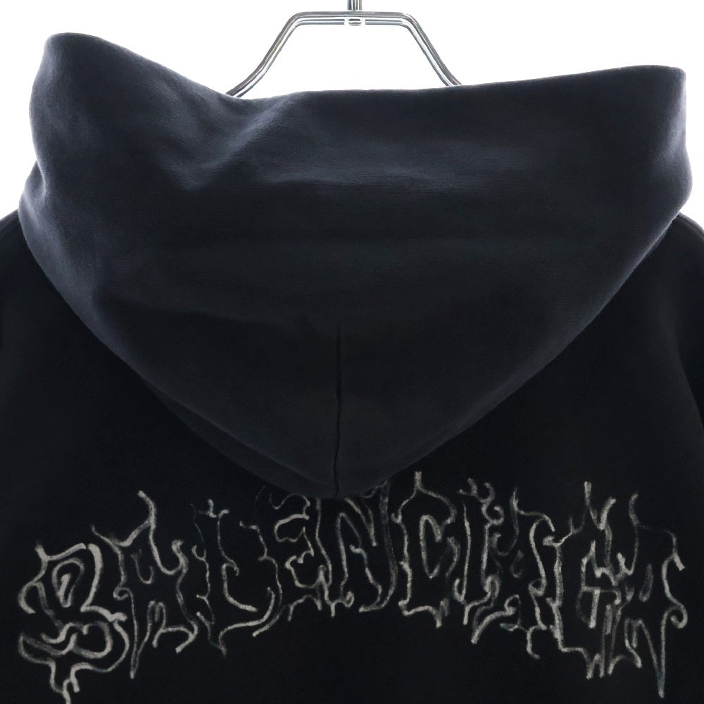 BALENCIAGA(バレンシアガ) 24SS DIY METAL OUTLINE HOODIE 739024 TPV04 メタルロゴ プリント プルオーバーパーカー フーディー ブラック