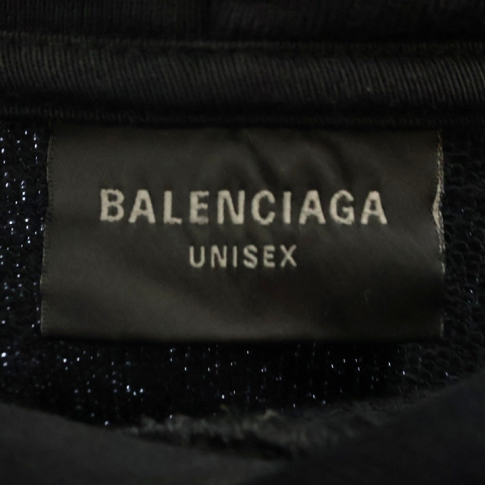 BALENCIAGA(バレンシアガ) 24SS DIY METAL OUTLINE HOODIE 739024 TPV04 メタルロゴ プリント プルオーバーパーカー フーディー ブラック