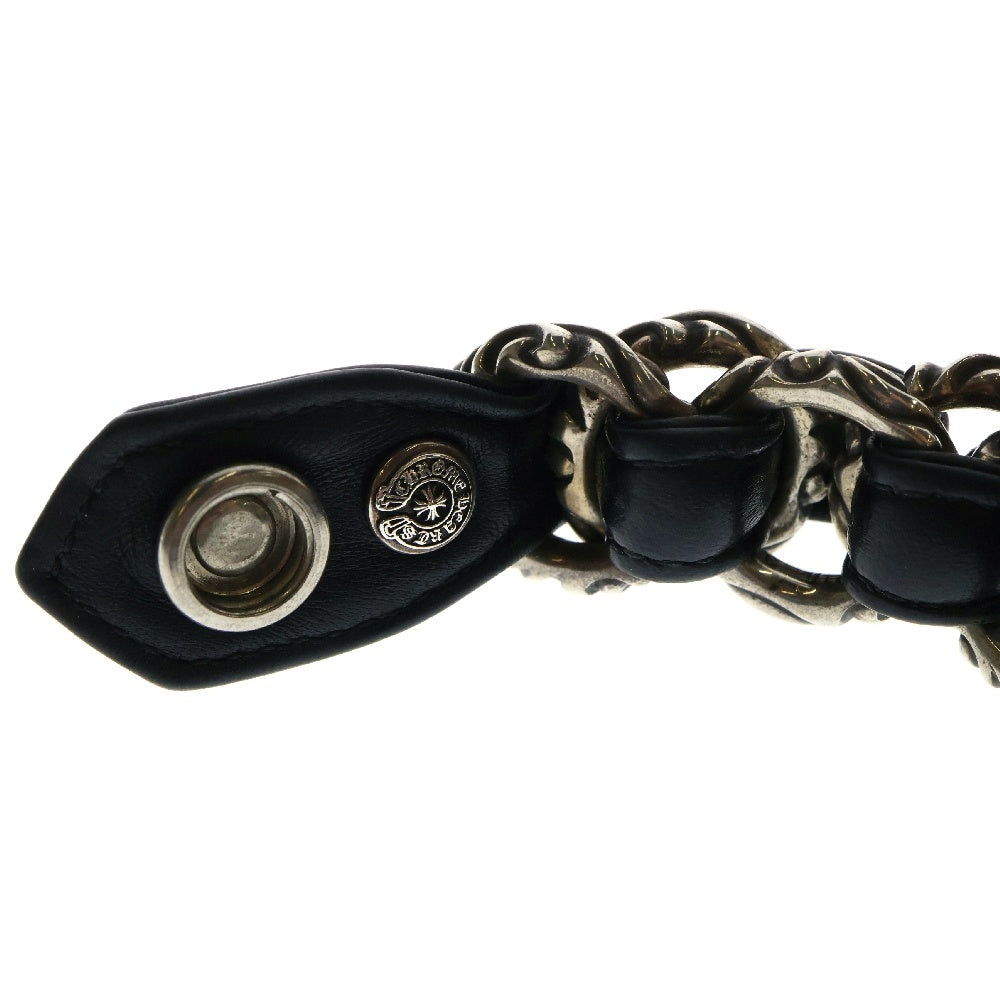 CHROME HEARTS(クロムハーツ) WVN ダブルスクロール レザーブレスレット シルバー/ブラック